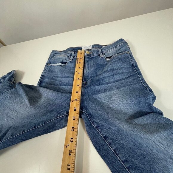 Frame Women Le High Waist Skinny Jeans Blue 30 Denim Pockets Medium Wash Zip USA - Picture 6 of 14